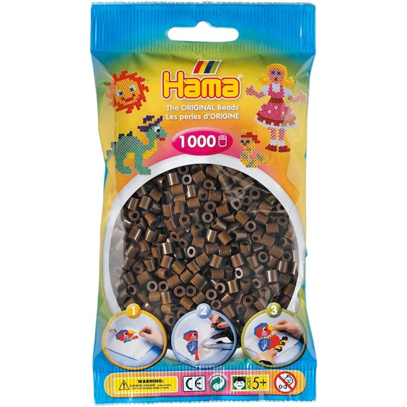 Hama - Bustina Perline, 1000 Pezzi, Colore: Marrone scuro - AMA207-12