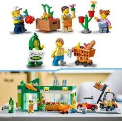 LEGO City Negozio di Alimentari, Set Costruzioni con Macchina, Carrello Elevatore, Frutta e Verdura Giocattolo, Giochi per Bambi