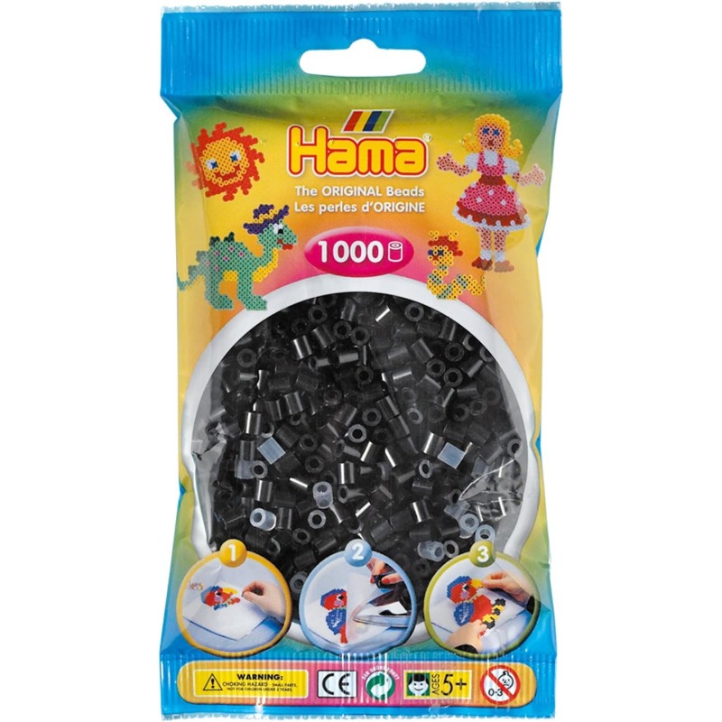 Hama - Bustina Perline, 1000 Pezzi, Colore: Nero - AMA207-18