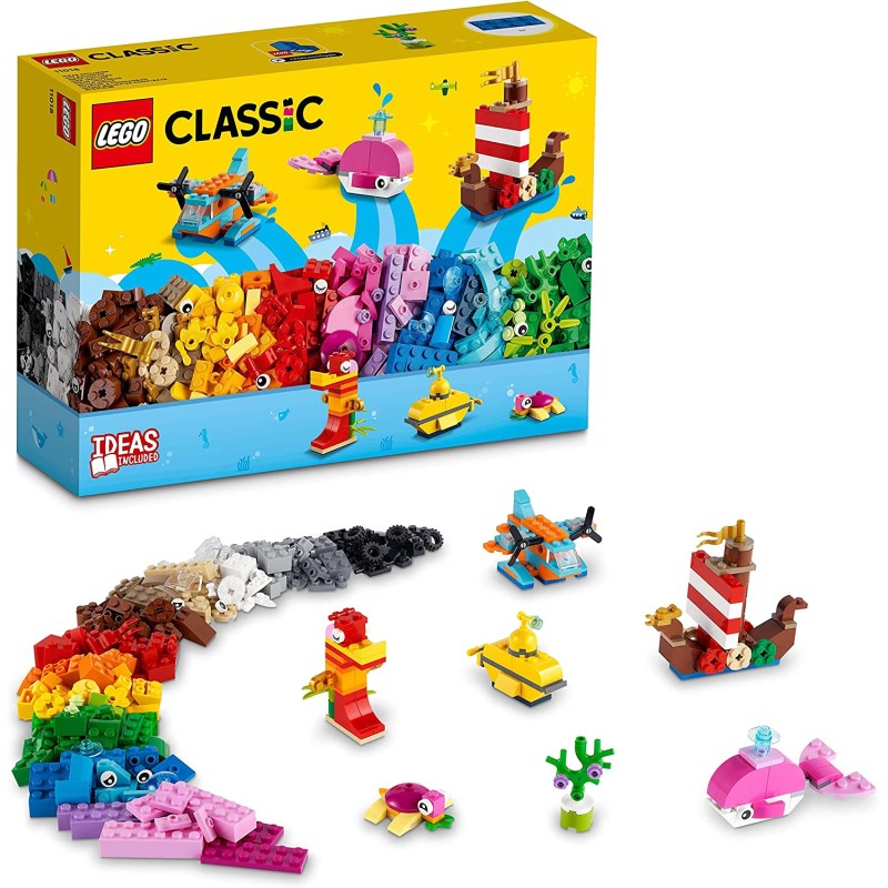 LEGO Classic Divertimento Creativo sull’Oceano, Giocattoli Creativi per Bambini dai 4 Anni in su, Idee Regalo, Mattoncini da Cos