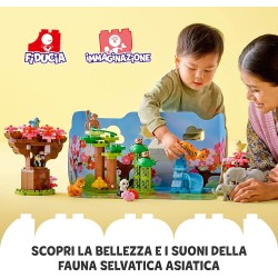 LEGO DUPLO Animali dell’Asia, Giochi Educativi per Bambini con 11 Figure di Animali e Mattoncino con Suoni Realistici, Tappetino