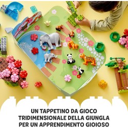 LEGO DUPLO Animali dell’Asia, Giochi Educativi per Bambini con 11 Figure di Animali e Mattoncino con Suoni Realistici, Tappetino