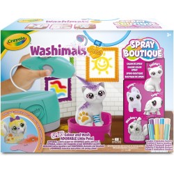 CRAYOLA Wahimals Pets - Spray Boutique, Set attività Colora Lava Ricolora con 4 Cuccioli, Ambientazione Toletta e Aerografo a Ba