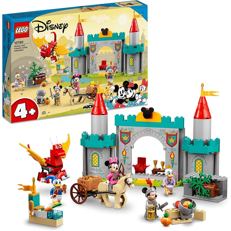 LEGO Disney Topolino e Amici Topolino e i suoi Amici Paladini del Castello, con Cavallo e Drago Giocattolo, Giochi per Bambini d