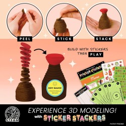 Fashion Angels - Sticker Stackers Set Sushi, Adesivi in ​​Schiuma per creare in 3D, Cibo Giocattolo per Bambini, gioco STEM, Att