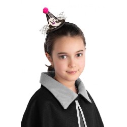 Carnival Toys - Cappellino Nero Glitter con Pom pon e Fantasmino con Cerchietto, 03795