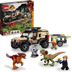 LEGO Jurassic World Trasporto del Piroraptor e del Dilofosauro, Giochi per Bambini dai 7 Anni in su, con Fuoristrada e Dinosauro