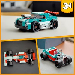 LEGO Creator 3in1 Street Racer, Macchine Giocattolo, Auto da Corsa, Giochi per Bambini dai 7 Anni in su, Set di Costruzione con 