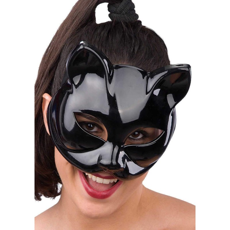 Carnival Toys - Maschera Gatto Nero in Plastica Rigida da Donna, in busta, 00798