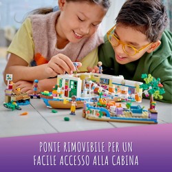 LEGO Friends Casa Galleggiante sul Canale, Giochi per Bambini di 7 Anni con Giardino, 4 Mini Bamboline e Animali, 41702