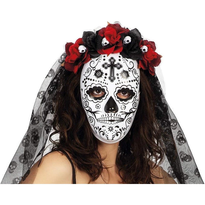 Rubies - Maschera Catrina Misteriosa Bianco e Nero, Std Donna S3221