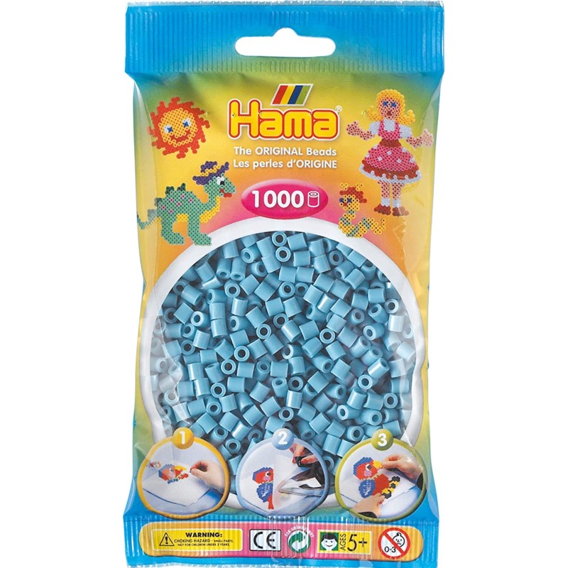 Hama - Bustina Perline, 1000 Pezzi, Colore: Turchese - AMA207-31