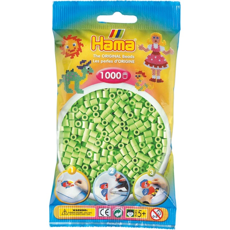 Hama - Bustina Perline, 1000 Pezzi, Colore: Verde pastello - AMA207-47