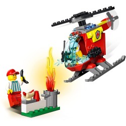 LEGO City Fire Elicottero Antincendio, con 2 Minifigure e Base Starter Brick, Giocattolo per Bambini di 4 Anni, 60318