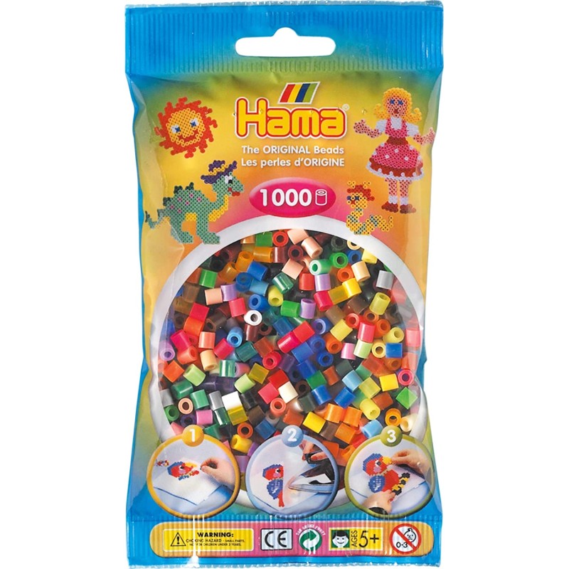 Hama - Bustina Perline, 1000 Pezzi, Colore: Multicolore - AMA207-68