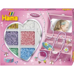 HAMA - Scatola attività "La scatola portagioielli" - 2400 perline e 1 piastra - perline da stirare - AMA3707