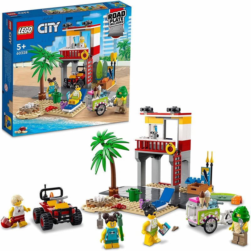 LEGO City Postazione del Bagnino, Set con ATV e Strada, Giocattoli Creativi, Idea Regalo per Bambini di 5 Anni, 60328