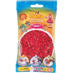 Hama - Bustina Perline, 1000 Pezzi, Colore: Rosso Lampone - AMA207-29