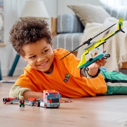 LEGO City Great Vehicles Trasportatore di Elicotteri di Salvataggio, Camion Giocattolo, Giochi per Bambini di 5 Anni, 60343