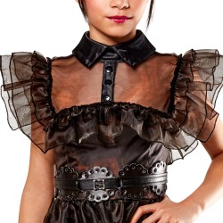 Rubies - Costume Wednesday Addams Rave n Dance  per bambina, Vestito e cintura, Taglia L (9/10 anni)