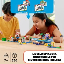 LEGO Super Mario Spiaggia del Ricciospino Gigante - Pack di Espansione, Giocattolo con Yoshi e Delfino, Regalo 7 Anni, 71400