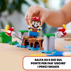 LEGO Super Mario Spiaggia del Ricciospino Gigante - Pack di Espansione, Giocattolo con Yoshi e Delfino, Regalo 7 Anni, 71400