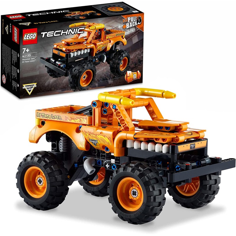 LEGO Technic Monster Jam El Toro Loco, Set 2 in 1 Camion e Macchina Giocattolo, per Bambini di 7 Anni, 42135