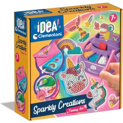 Clementoni - Idea-Sparkly Creations-Fantasy Painting, Diamond Art, Kit Arte, Laboratorio Gemme, Gioco Creativo Bambini 7 Anni, C