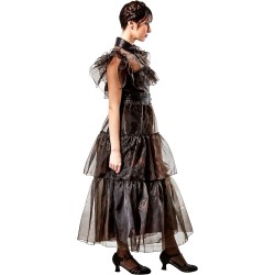 Rubies - Costume da donna Mercoledì Pizzo Nero Rave n Dance, Taglia M