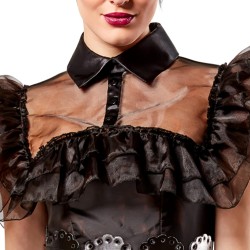 Rubies - Costume da donna Mercoledì Pizzo Nero Rave n Dance, Taglia M