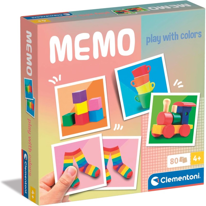 Clementoni - 18307 - Memo Play with colors - Gioco Di Memoria E Associazione, Carte Da Accoppiare, Gioco Educativo Bambini 3 Ann