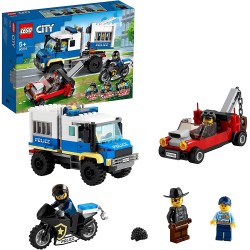 LEGO City Trasporto dei Prigionieri della Polizia, Camion Giocattolo con Moto, Auto, 4 Minifigure, Snake Rattler e Clara La Crim