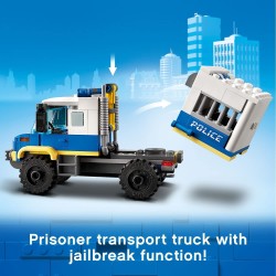 LEGO City Trasporto dei Prigionieri della Polizia, Camion Giocattolo con Moto, Auto, 4 Minifigure, Snake Rattler e Clara La Crim