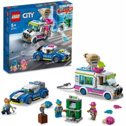 LEGO City Police Il Furgone dei Gelati e l Inseguimento della Polizia, Set per Bambini di 5 Anni, Camion Giocattolo, 60314