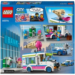 LEGO City Police Il Furgone dei Gelati e l Inseguimento della Polizia, Set per Bambini di 5 Anni, Camion Giocattolo, 60314