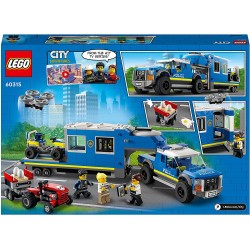 LEGO City Police Camion Centro di Comando della Polizia, ATV, Drone, 4 Minifigure e Trattore Giocattolo, Idea Regalo, 60315