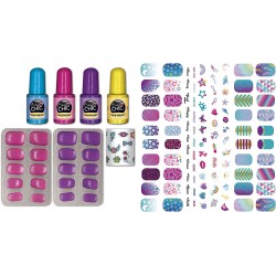 Clementoni - Crazy Chic - Shiny Nails - Kit finte, Set Bambina 6 Anni Decora Unghie Fluorescenti, Trousse smalti, Regalo per Man