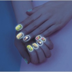 Clementoni - Crazy Chic - Shiny Nails - Kit finte, Set Bambina 6 Anni Decora Unghie Fluorescenti, Trousse smalti, Regalo per Man