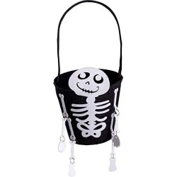 Carnival Toys - Borsa Secchiello Scheletro in Feltro, Colore Black, h. cm. 30 circa, 08781