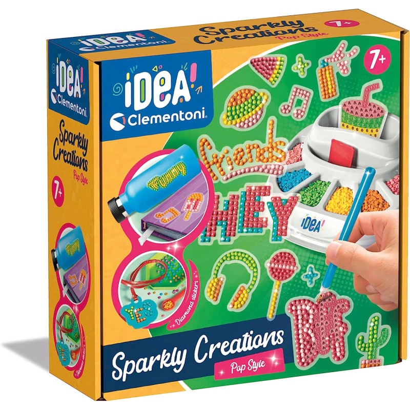 Clementoni - Idea - Sparkly Creations - Pop Style Painting, Diamond Art, Kit Arte, Laboratorio Gemme, Gioco Creativo Bambini 7 A