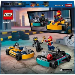 LEGO - City Go-Kart e Piloti, Modellini da Costruire di Mini Go Kart da Corsa con 2 Minifigure di Piloti, 60400