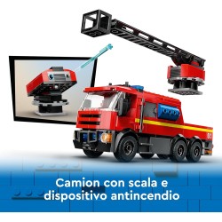 LEGO - City Caserma dei Pompieri e Autopompa, Stazione con Camion Giocattolo d Emergenza, 6 Minifigure, Cane e Accessori, 60414