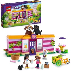 LEGO 41699 - Friends Il Caffè di Adozione dei Cuccioli, Parco Giochi Animali, Mini Bamboline Olivia e Priyanka - LG41699