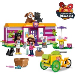 LEGO 41699 - Friends Il Caffè di Adozione dei Cuccioli, Parco Giochi Animali, Mini Bamboline Olivia e Priyanka - LG41699