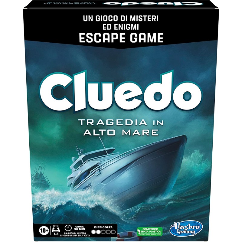 Cluedo Escape - Tragedia in Alto Mare, un gioco di misteri ed enigmi in versione Escape Game, gioco da tavolo cooperativo per le