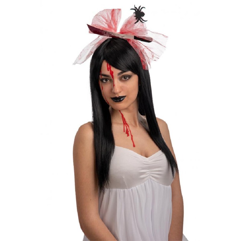 Carnival Toys - Cerchietto Halloween con Tulle Insanguinato e Coltello, 03765