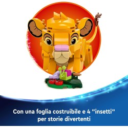 LEGO Disney Simba, il Cucciolo del Re Leone, da 6 Anni, Personaggio Giocattolo Costruibile con Parti Snodabili dal Film d Animaz