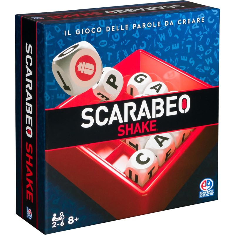 Editrice Giochi - Scarabeo Shake, Gioco da Tavola Veloce, Giochi di Società e Strategia per la Famiglia, Edizione rapida