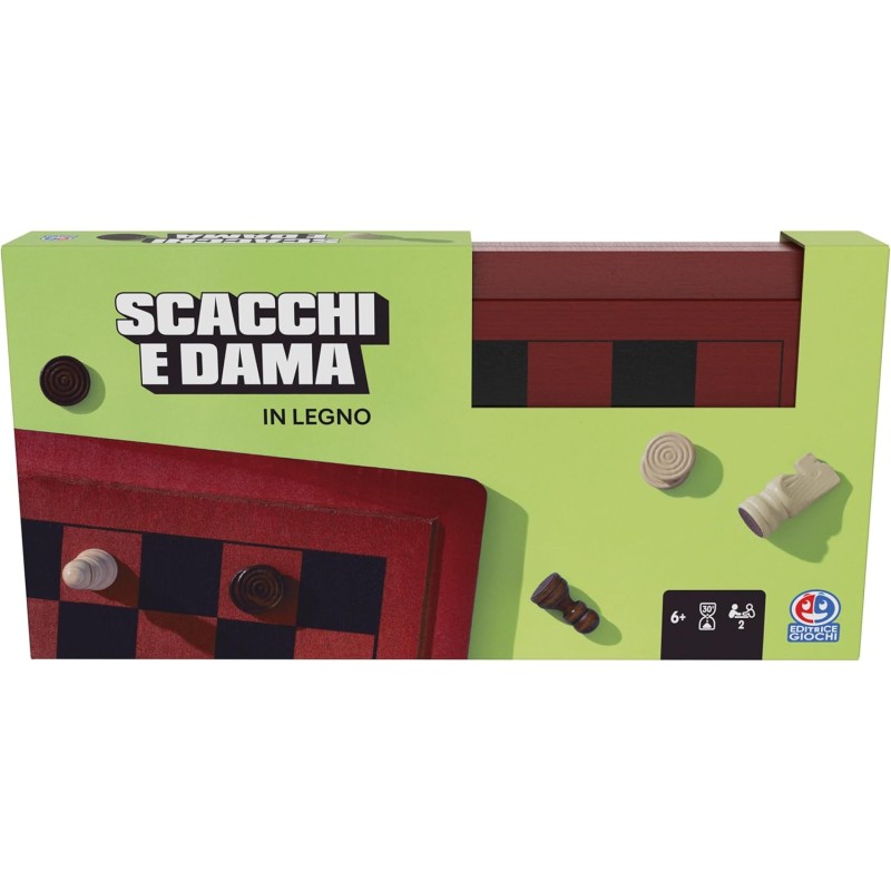 Editrice Giochi - Giochi da Tavolo Classici, Scacchi e Dama Deluxe, Scacchiera Pieghevole in Legno, Scacchiera professionale