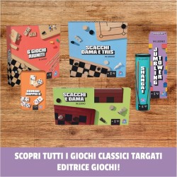 Editrice Giochi - Giochi da Tavolo Classici, Set di 6 giochi da tavolo in legno, Scacchi, Dama, Dama Cinese, Domino, Torre in Le